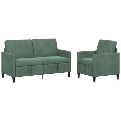 Set di Divani con Storage 2 pz Verde Mare Poliestere - Foto 1