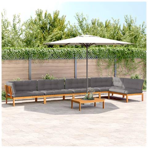 Set Divano Pallet da Giardino 6 pz con Cuscini Massello Acacia - Foto 2