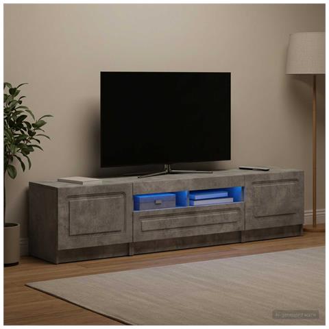 Mobile TV LED a 5 pezzi Grigio Cemento Legno ingegnerizzato - Foto 2