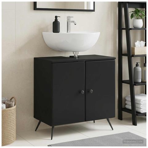 Armadio per Lavabo da Bagno BREDA Nero 59,5 x 31,5 x 59 cm - Foto 2