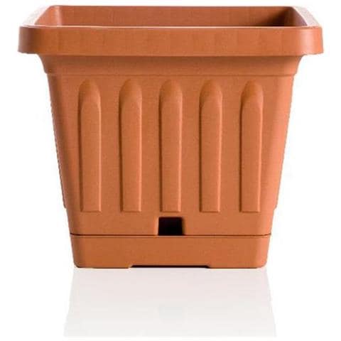 Vaso Terra Quadrato 50x50 Con Sottovaso Colore Terracotta - Foto 1