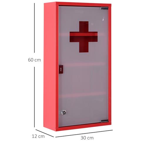 Armadietto Cassetta Pronto Soccorso Per Medicinali Rosso, 60x30x12cm - Foto 2