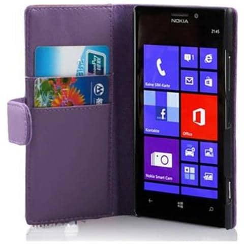 Custodia Compatibile Con Nokia Lumia 925 In Viola Lilla - Coperchio Protettivo In Similpelle Liscia E Tasca Per Carte Di Credito - Foto 1