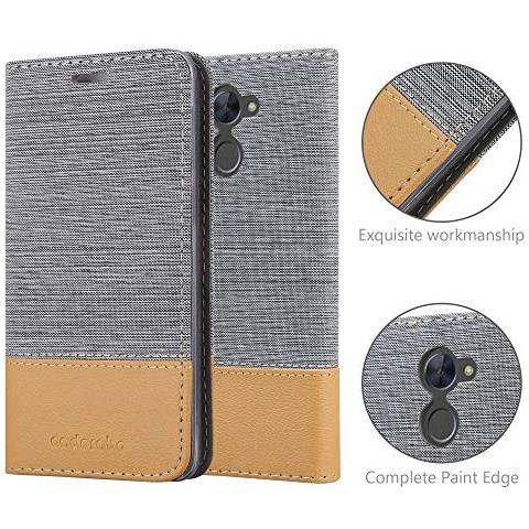 Custodia Compatibile Con Huawei Enjoy 7 Plus In Grigio Chiaro Marrone - Coperchio Protettiva Con Chiusura Magnetica, Funzione Stand E Tasca Per Le Carte - Foto 2