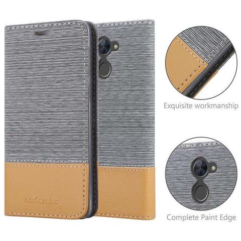 Custodia Compatibile Con Huawei Enjoy 7 Plus In Grigio Chiaro Marrone - Coperchio Protettiva Con Chiusura Magnetica, Funzione Stand E Tasca Per Le Carte - Foto 10