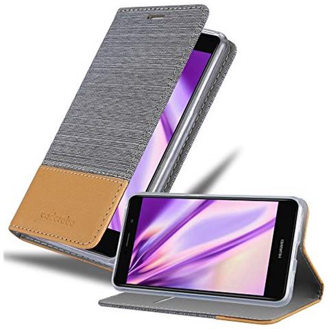 Custodia Compatibile Con Huawei Enjoy 7 Plus In Grigio Chiaro Marrone - Coperchio Protettiva Con Chiusura Magnetica, Funzione Stand E Tasca Per Le Carte - Foto 1