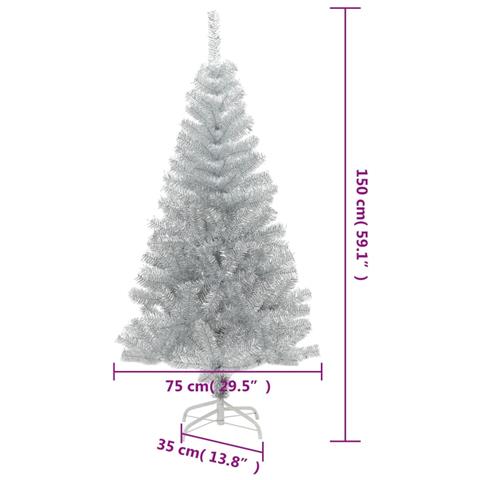 Albero di Natale Artificiale con Supporto Argento 150 cm PET - Foto 6