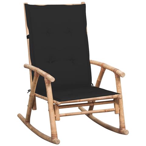 Sedia a Dondolo con Cuscino in Bambù - Foto 1