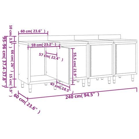 Mobiletto Con Piano Di Lavoro 240x60x96 Cm In Acciaio Inox - Foto 2
