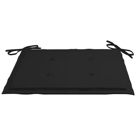 Sedie da Giardino con Cuscini Neri 3 pz in Massello di Teak - Foto 2