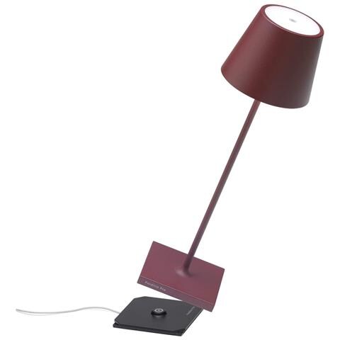 Lampada A Led Da Tavolo Poldina Pro Bordeaux Ricaricabile E Dimmerabile Con Batteria Fino A 12 Ore. Da Uso Esterno Ip65 - Foto 2