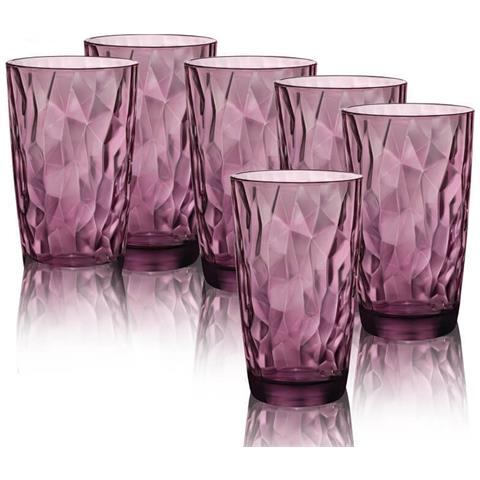 Diamond Cooler Rock Purple Bicchiere 47 Cl Set 6 Pz In Vetro Colorato Viola - Foto 4