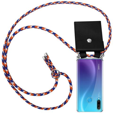 Catena Di Telefoni Cellulari Compatibile Con Huawei P30 Lite In Arancio Blu Bianco - Coperchio Protettivo In Silicone Con Anelli D'argento, Cinturino In Corda E Custodia Staccabile - Foto 1