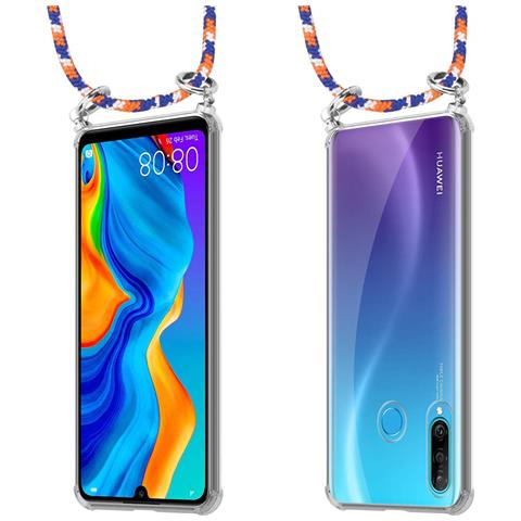 Catena Di Telefoni Cellulari Compatibile Con Huawei P30 Lite In Arancio Blu Bianco - Coperchio Protettivo In Silicone Con Anelli D'argento, Cinturino In Corda E Custodia Staccabile - Foto 8