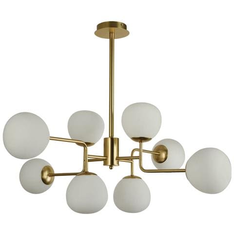 Lampadario Sospensione Erich In Metallo Oro Rosa 8 Luci E Diffusori Bianchi - Foto 1