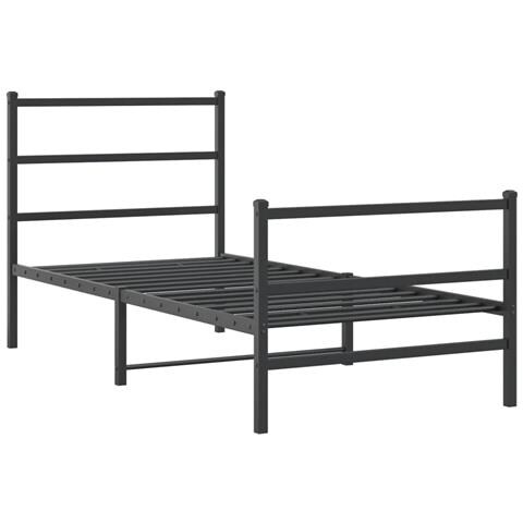 Giroletto Con Testiera E Pediera Metallo Nero 90x190 Cm - Foto 2