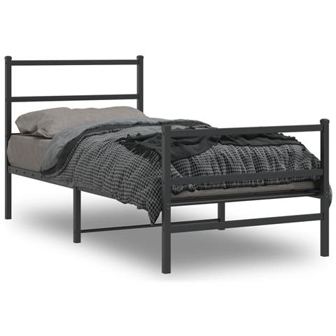 Giroletto Con Testiera E Pediera Metallo Nero 90x190 Cm - Foto 1