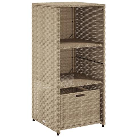 Armadietto Portaoggetti Giardino Beige 50x55x115cm Polyrattan - Foto 2