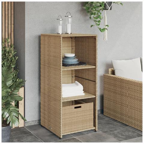 Armadietto Portaoggetti Giardino Beige 50x55x115cm Polyrattan - Foto 3