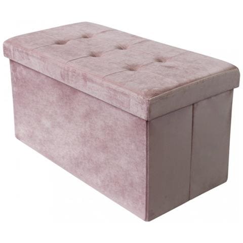 Pouf Contenitore Rettangolare In Velluto Rosa - Foto 1