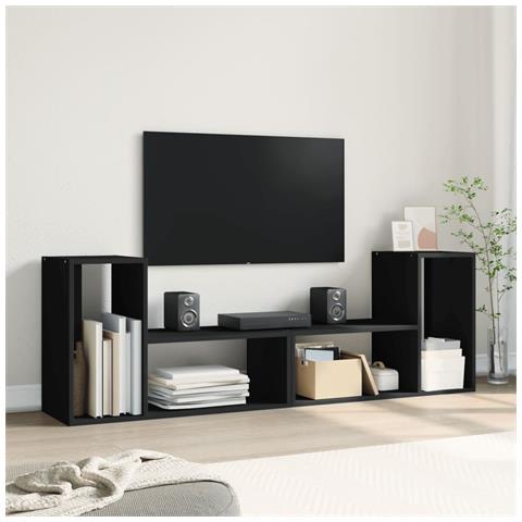 Mobili Porta Tv 2 Pz Neri 75x30x50 Cm In Legno Multistrato - Foto 3