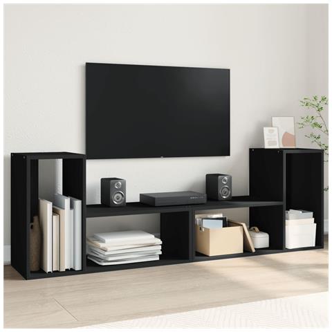 Mobili Porta Tv 2 Pz Neri 75x30x50 Cm In Legno Multistrato - Foto 1