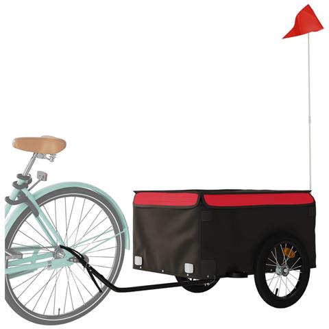 Rimorchio Da Bici Nero E Rosso 45 Kg In Ferro - Foto 3