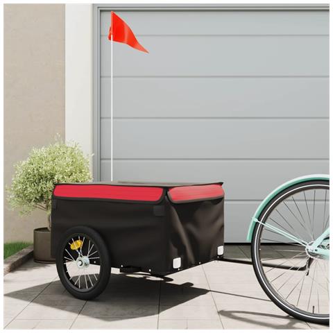 Rimorchio Da Bici Nero E Rosso 45 Kg In Ferro - Foto 1