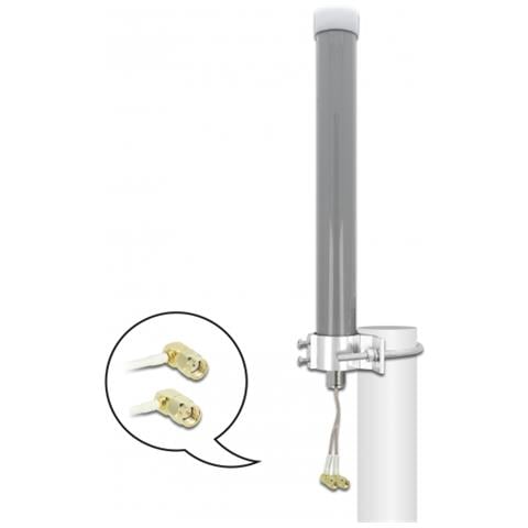 Antenna multibanda LTE WLAN 2,4 GHz Antenna 1 x SMA maschio 1 x RP-SMA maschio 2 - 3 dBi 2 x 20 cm RG-178 omnidirezionale per esterno grigio - Foto 1