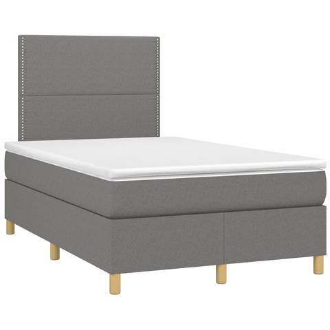 Letto A Molle Materasso E Led Grigio Scuro 120x190cm In Tessuto - Foto 3