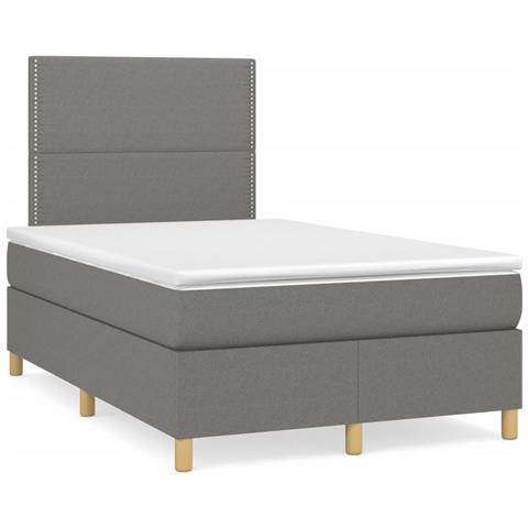 Letto A Molle Materasso E Led Grigio Scuro 120x190cm In Tessuto - Foto 1