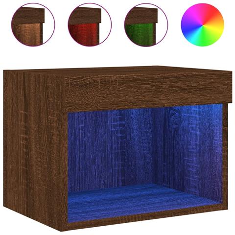 Comodino Con Luci Led A Parete Rovere Marrone - Foto 2