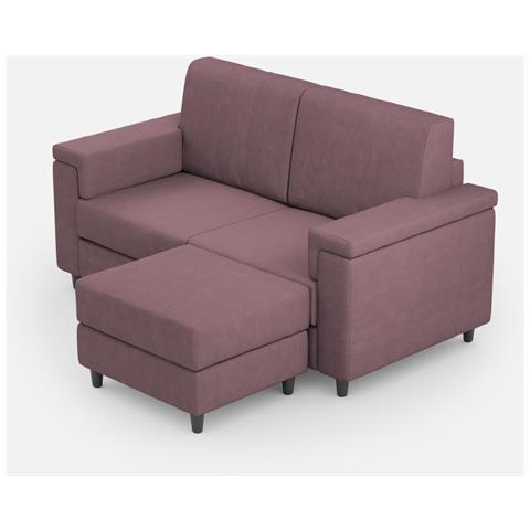 Divano Marrak 2 Posti Medio (due Sedute Da 70cm) + Pouf Misure Esterne L. 168 P. 145 Colore Prugna - Foto 1