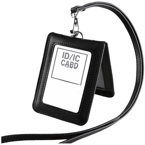 Porta Badge In Vera Pelle Con Laccio Black - Foto 1