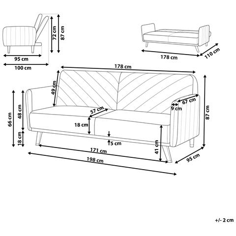Divano Letto 3 Posti Senja Lino Sintetico Arancione - Foto 2