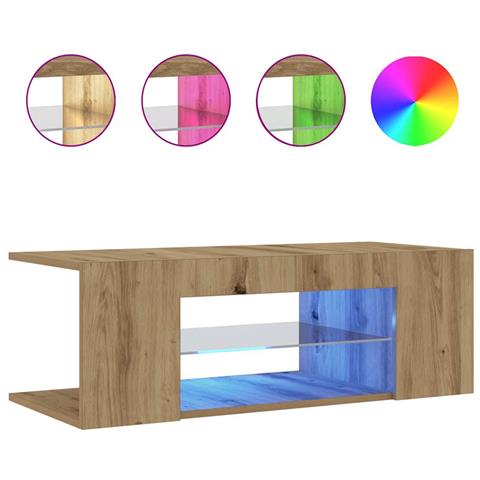 Mobile Porta TV con LED Artigianale 90x39x30 cm Multistrato - Foto 1