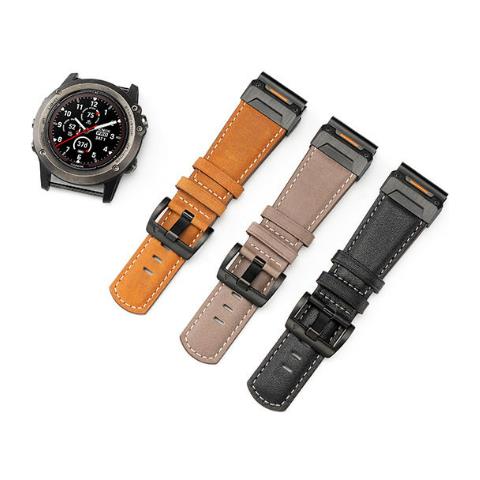 Cinturino In Vera Pelle Per Garmin Fenix 8/7x/7/6/5/965 Brown 26 Mm - Foto 7