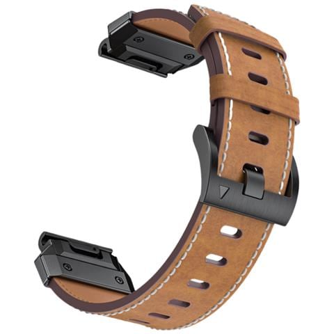 Cinturino In Vera Pelle Per Garmin Fenix 8/7x/7/6/5/965 Brown 26 Mm - Foto 1