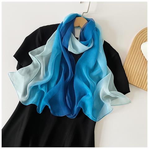 Sciarpa Shimmer: Elegante Sciarpa In Chiffon Di Perla Blue - Foto 1