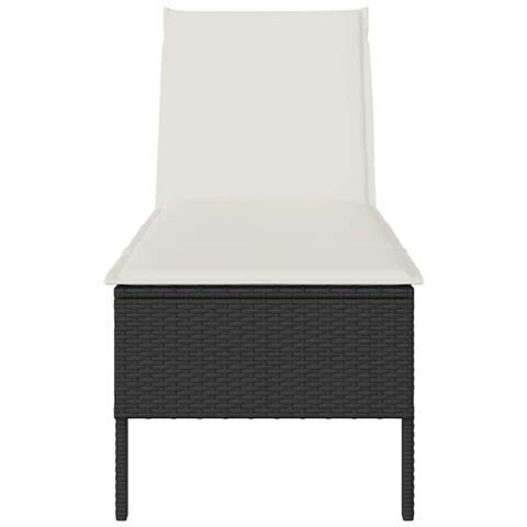 Lettino Prendisole con Cuscino Nero 55x200x44 cm in Polyrattan - Foto 2