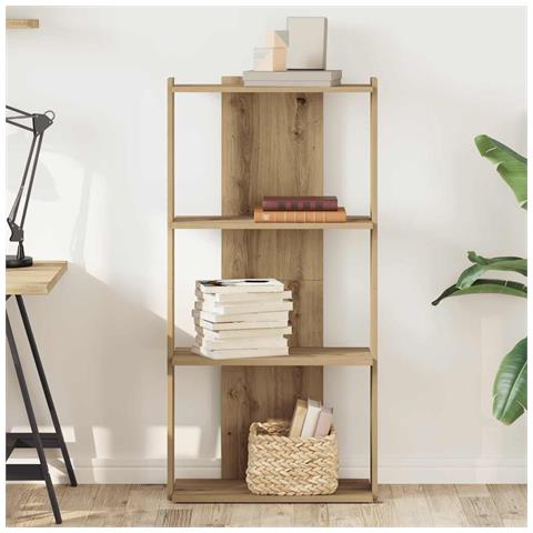 Libreria A 3 Ripiani Rovere Artigianale 60x30x120 Cm Truciolato - Foto 3