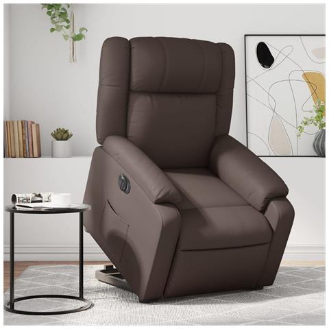 Poltrona Alzapersona Reclinabile Marrone In Similpelle - Foto 1