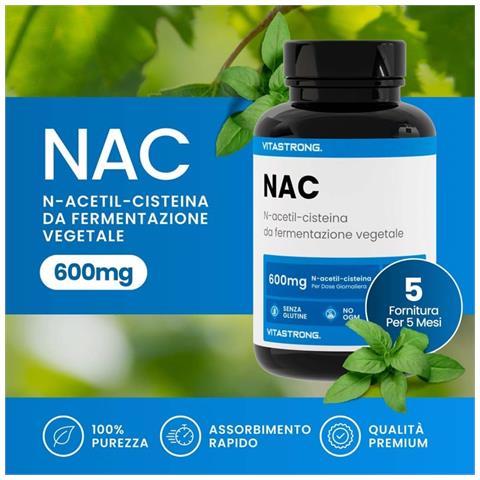Nac N-acetil-cisteina 600mg Da Fermentazione Vegetale, Precursore Del Glutatione, Nac Integratore Da 150 Compresse - Foto 2