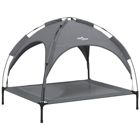 Lettino Per Cani Con Tetto Tessuto Oxford Antracite E Acciaio - Foto 1