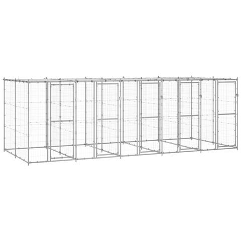 Gabbia Per Cani Da Esterno In Acciaio Zincato Con Tetto 12,1 M² - Foto 2