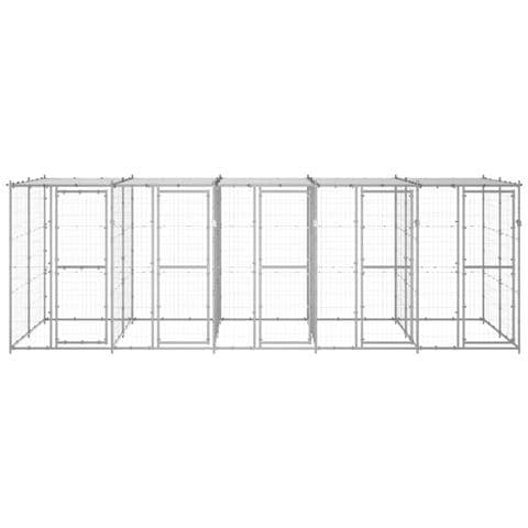 Gabbia Per Cani Da Esterno In Acciaio Zincato Con Tetto 12,1 M² - Foto 1