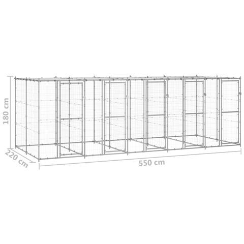 Gabbia Per Cani Da Esterno In Acciaio Zincato Con Tetto 12,1 M² - Foto 6