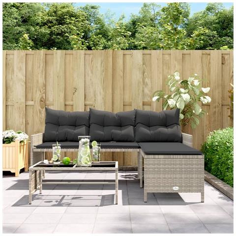 Lusso Casadino - Divano Giardino Tavolo E Cuscini A L Grigio Chiaro Polyrattan - Foto 2