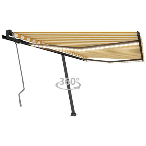 Lusso Casadino -  Tenda Da Sole Retrattile Manuale Led 450x350 Cm Gialla Bianca - Foto 2