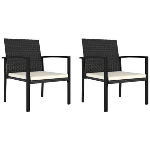 Lusso Casadino -  Sedie Da Pranzo Per Giardino 2 Pz In Polyrattan Nero - Foto 2